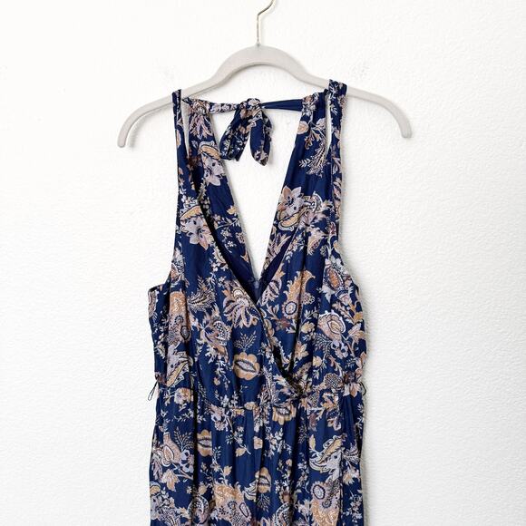 [Anthropologie] Ett Twa Blue Paisley Floral Print Wide Leg Jumpsuit Sz Medium M - Picture 4 of 13